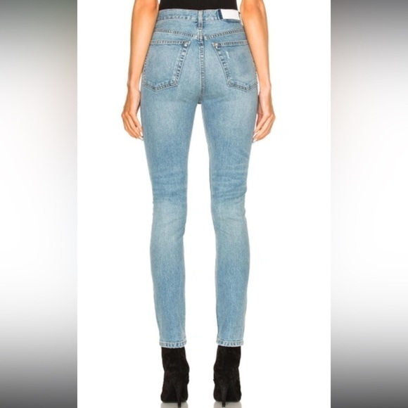 RE/DONE ORIGINALS High Rise Stretch Skinny Jeans Light Wash Button Fly Size 26 - Picture 4 of 12